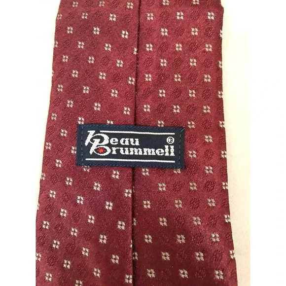 VTG Beau Brummell Red Dots Men's Polyester Blend Necktie Classic Neck Tie - Picture 3 of 4